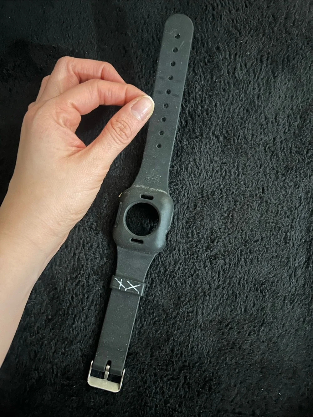 Black Geometric Silicone Smartwatch Band with Protective Case